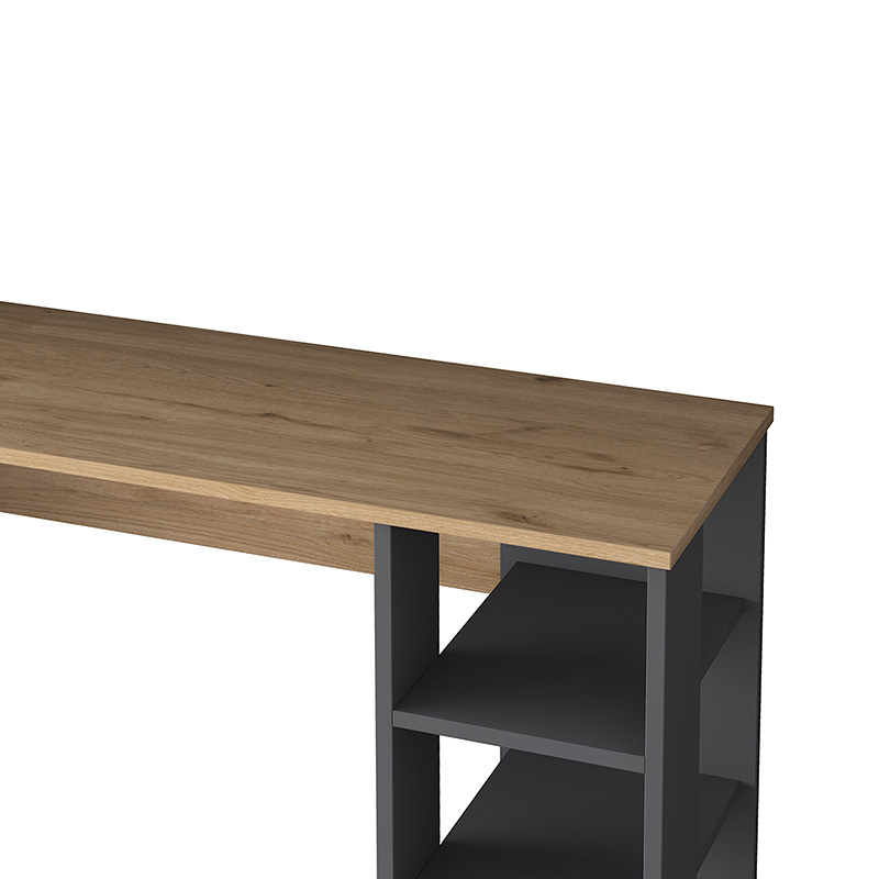 Γραφείο με βιβλιοθήκη Goldie pakoworld ανθρακί-φυσικό 160x45x161.8εκ 5