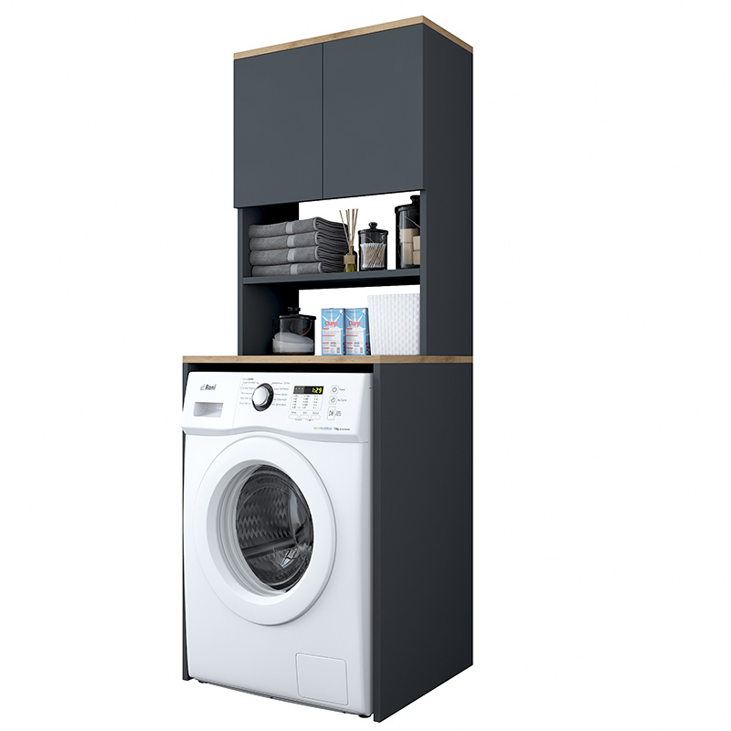 Έπιπλο πλυντηρίου Rasmus pakoworld ανθρακί-φυσικό 65x60x183.6εκ. 1