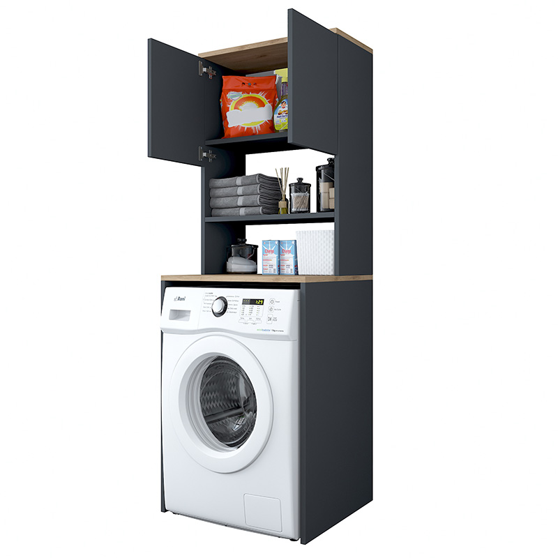 Έπιπλο πλυντηρίου Rasmus pakoworld ανθρακί-φυσικό 65x60x183.6εκ. 2