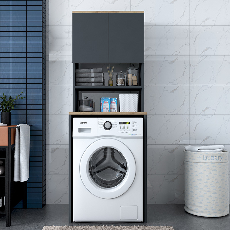 Έπιπλο πλυντηρίου Rasmus pakoworld ανθρακί-φυσικό 65x60x183.6εκ. 3