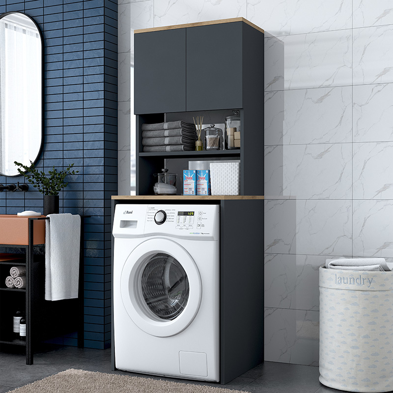 Έπιπλο πλυντηρίου Rasmus pakoworld ανθρακί-φυσικό 65x60x183.6εκ. 4