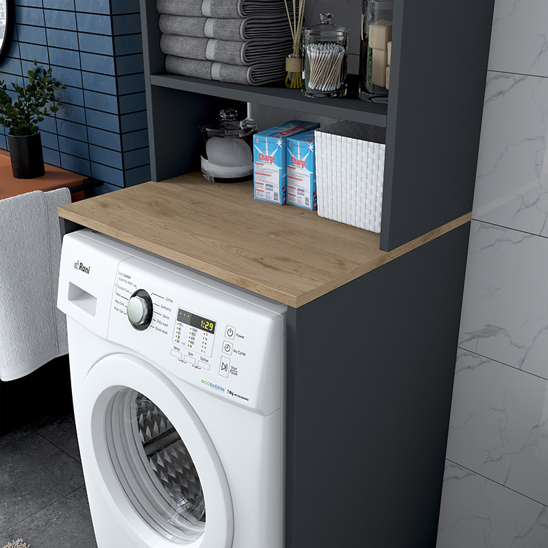 Έπιπλο πλυντηρίου Rasmus pakoworld ανθρακί-φυσικό 65x60x183.6εκ. 7