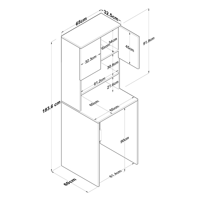 Έπιπλο πλυντηρίου Rasmus pakoworld ανθρακί-φυσικό 65x60x183.6εκ. 8