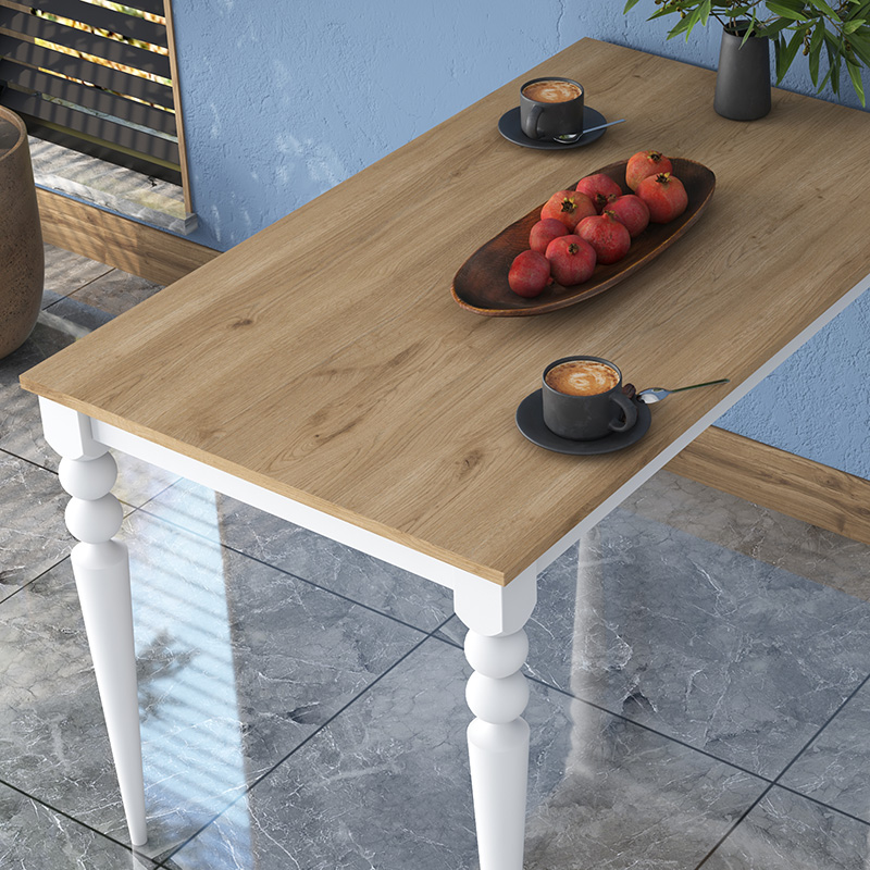 Τραπέζι Rosette pakoworld φυσικό-λευκό 120x70x73.8εκ 3