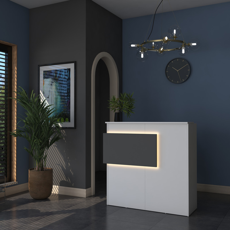 Γραφείο reception Triana pakoworld με Led σε λευκή-ανθρακί απόχρωση 110x40x110εκ 2
