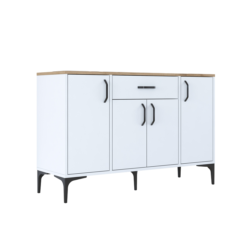 Μπουφές Ubron pakoworld λευκό-καρυδί μελαμίνης 120x40x78.6εκ 1