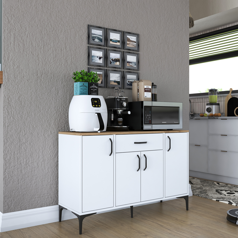 Μπουφές Ubron pakoworld λευκό-καρυδί μελαμίνης 120x40x78.6εκ 2