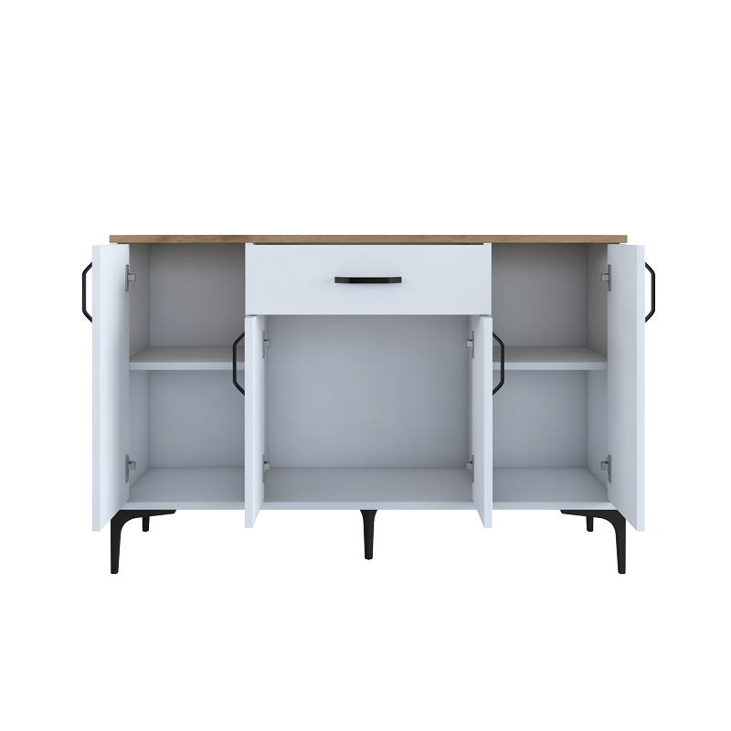 Μπουφές Ubron pakoworld λευκό-καρυδί μελαμίνης 120x40x78.6εκ 4