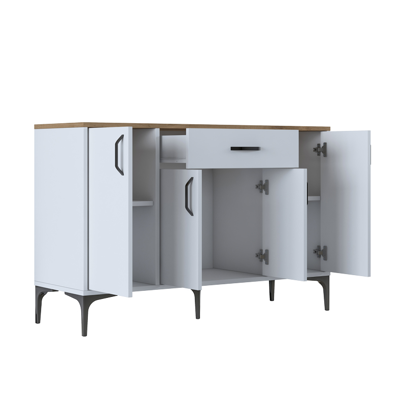 Μπουφές Ubron pakoworld λευκό-καρυδί μελαμίνης 120x40x78.6εκ 5