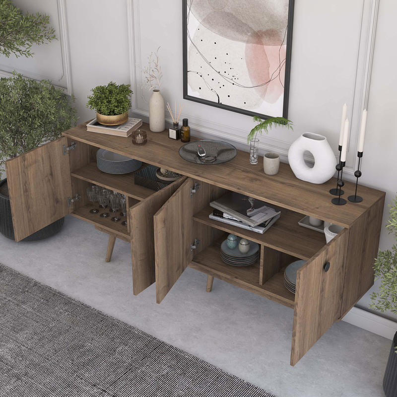 Μπουφές Salonde pakoworld καρυδί μελαμίνης-καρυδί pp πόδι 180x40x82.6εκ 3