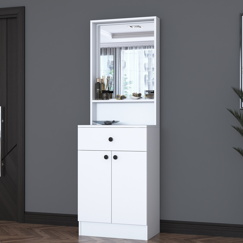 Έπιπλο εισόδου Rockder pakoworld λευκό μελαμίνης 60x35.5x182.8εκ 1
