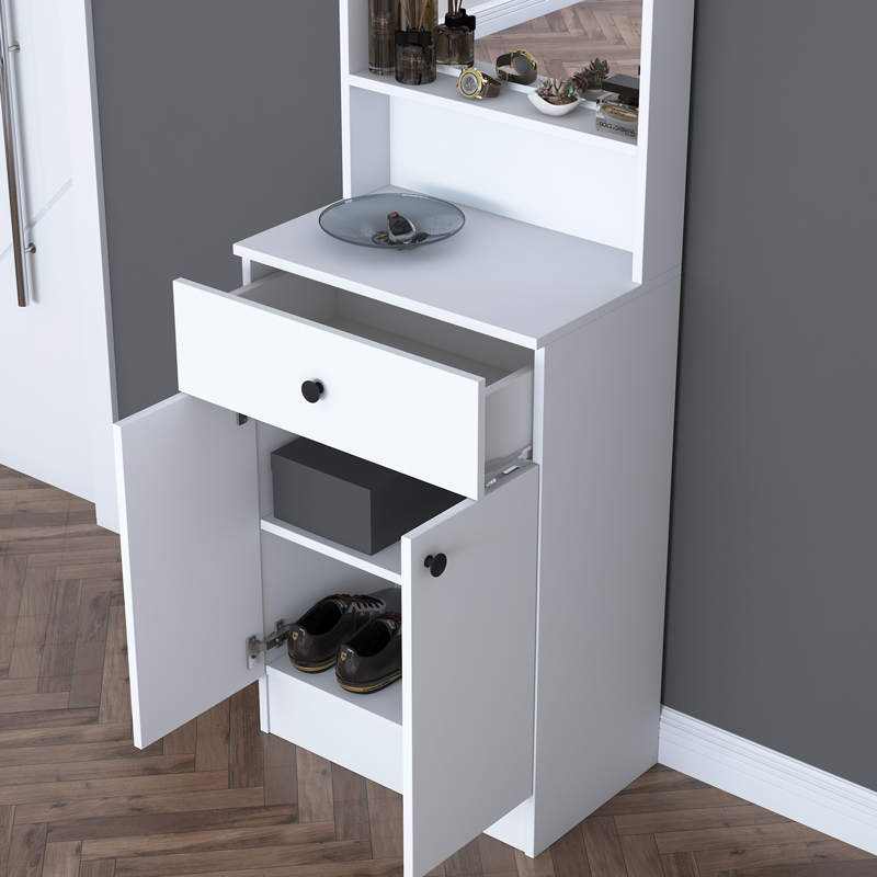 Έπιπλο εισόδου Rockder pakoworld λευκό μελαμίνης 60x35.5x182.8εκ 3