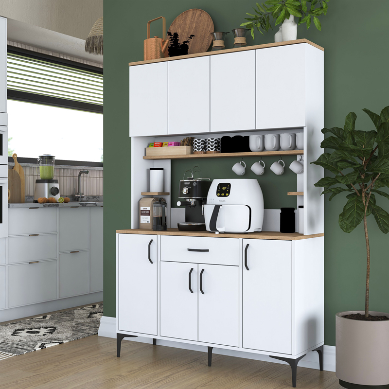 Ντουλάπια κουζίνας Cordie pakoworld λευκό μελαμίνης 120x40x184.2εκ 2