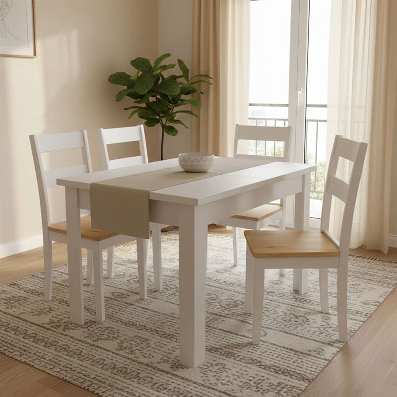 Τραπέζι Quiin pakoworld επεκτεινόμενο λευκό 120-164x70x73.5εκ 2
