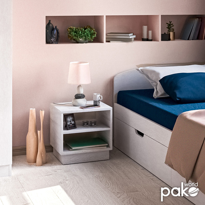 Κομοδίνο Mason pakoworld λευκό 40x32x40εκ 2