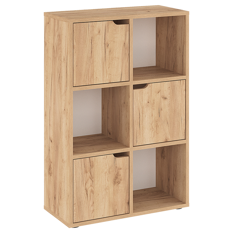 Βιβλιοθήκη Bookel pakoworld μελαμίνης σε oak απόχρωση 59.5x27.5x89εκ 2