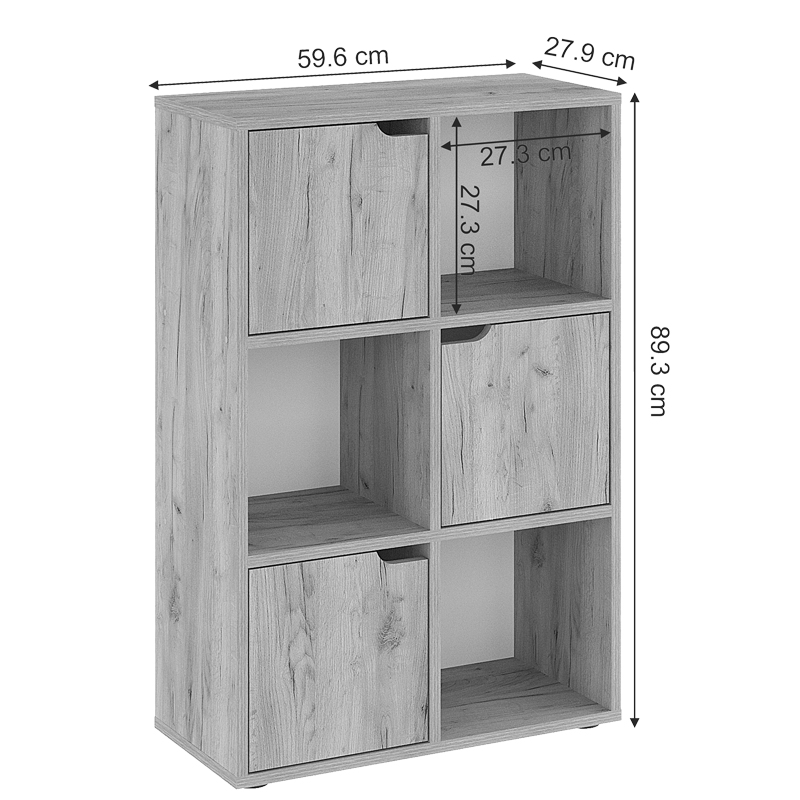 Βιβλιοθήκη Bookel pakoworld μελαμίνης σε oak απόχρωση 59.5x27.5x89εκ 5
