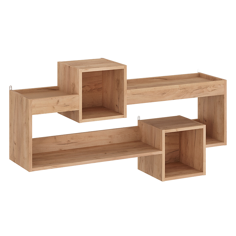 Ραφιέρα τοίχου Shellie pakoworld μελαμίνης σε oak απόχρωση 120x28x65εκ 1