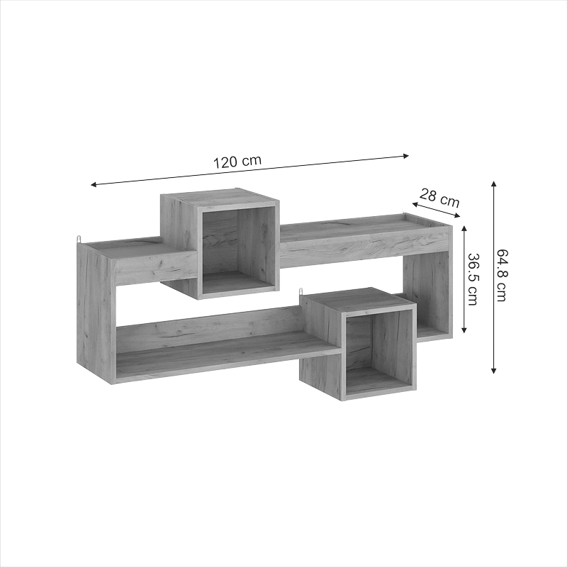 Ραφιέρα τοίχου Shellie pakoworld μελαμίνης σε oak απόχρωση 120x28x65εκ 5