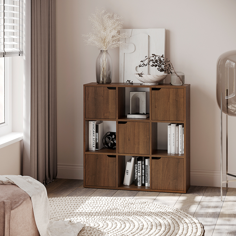 Βιβλιοθήκη Bookel pakoworld σε καρυδί απόχρωση 88.5x27.5x89.3εκ 1