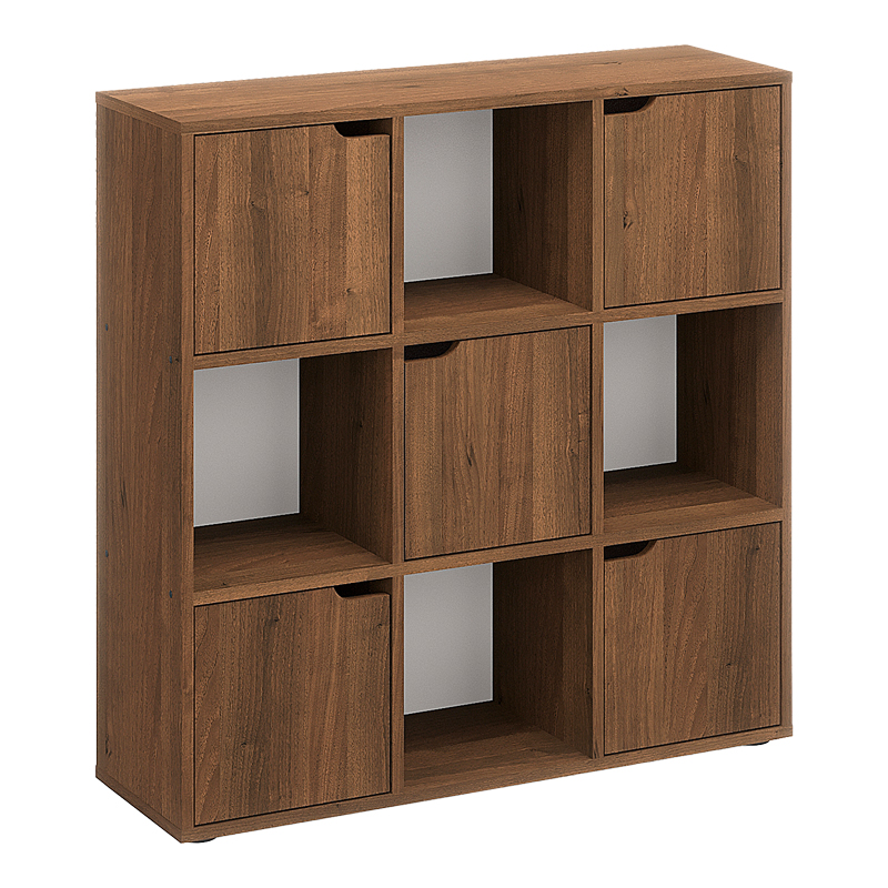 Βιβλιοθήκη Bookel pakoworld σε καρυδί απόχρωση 88.5x27.5x89.3εκ 2