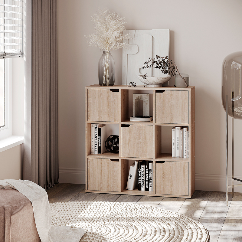 Βιβλιοθήκη Bookel pakoworld σε sonoma απόχρωση 88.5x27.5x89.3εκ 1