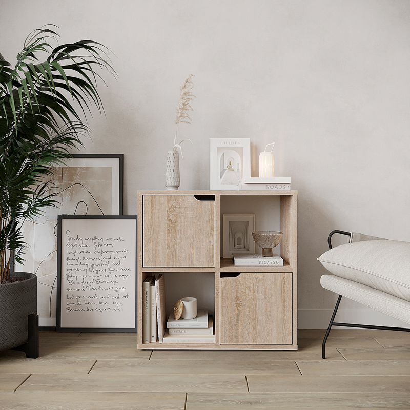 Βιβλιοθήκη Bookel pakoworld σε sonoma απόχρωση 59.6x27.5x60.4εκ 1