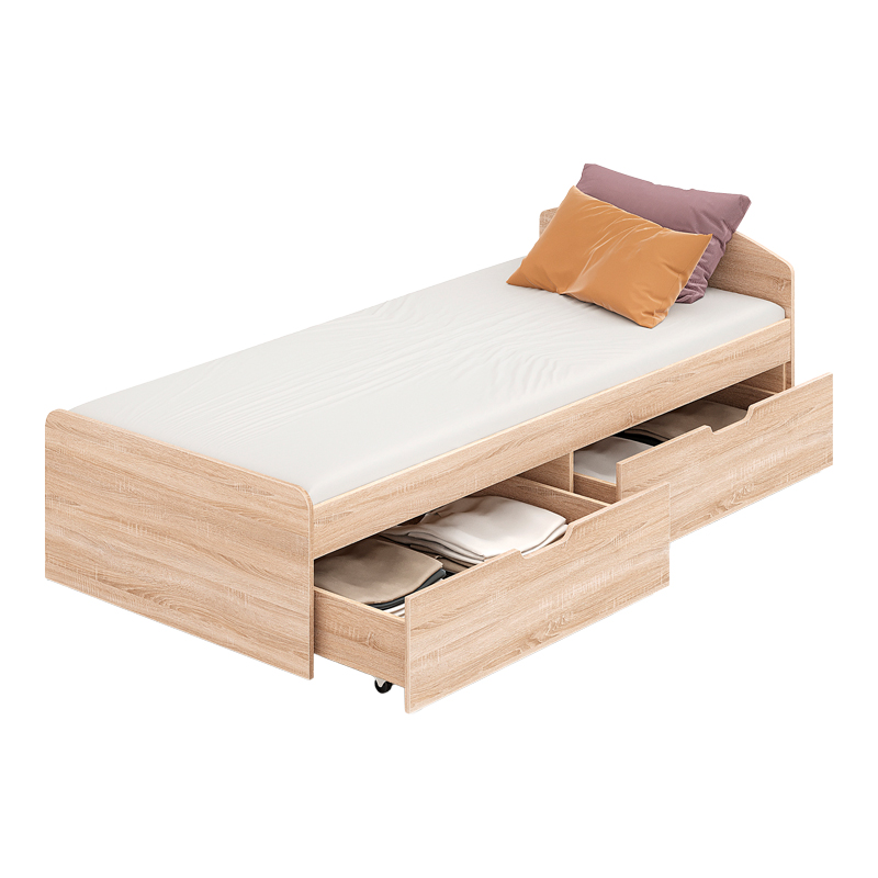 Κρεβάτι Regan pakoworld με συρτάρια σε oak απόχρωση 90x200εκ 2