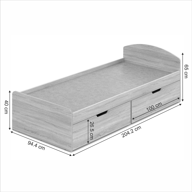 Κρεβάτι Regan pakoworld με συρτάρια σε oak απόχρωση 90x200εκ 8