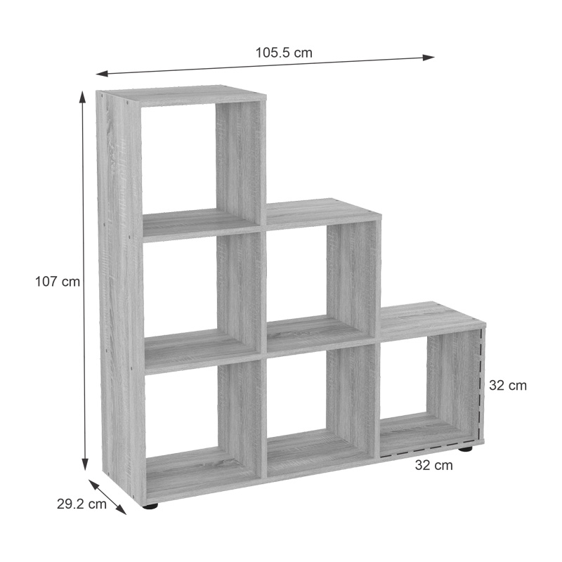 Βιβλιοθήκη Schody pakoworld σε oak απόχρωση 105.5x29.2x107εκ 3