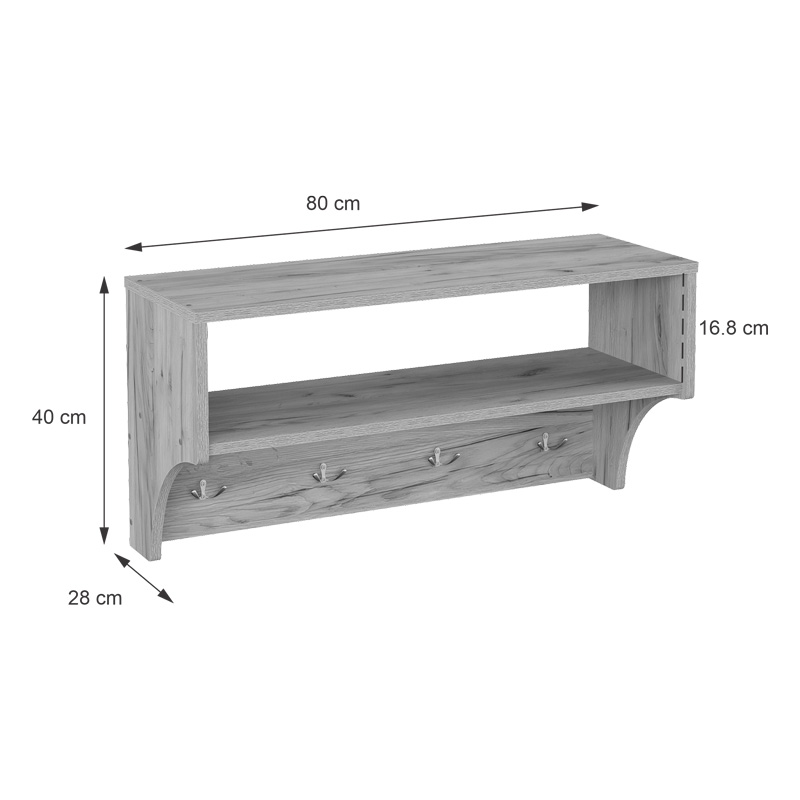Κρεμάστρα Crosta pakoworld σε oak απόχρωση 80x28x40εκ 4