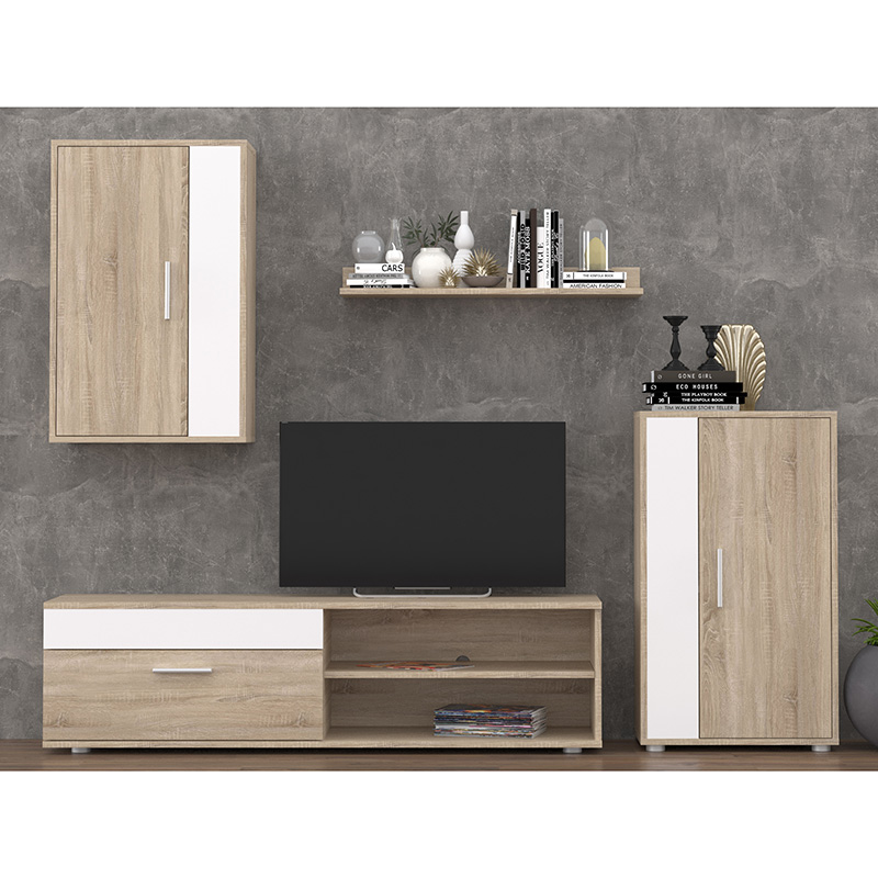 Σύνθετο σαλονιού Zafira pakoworld sonoma-λευκό 190x35x190εκ 3