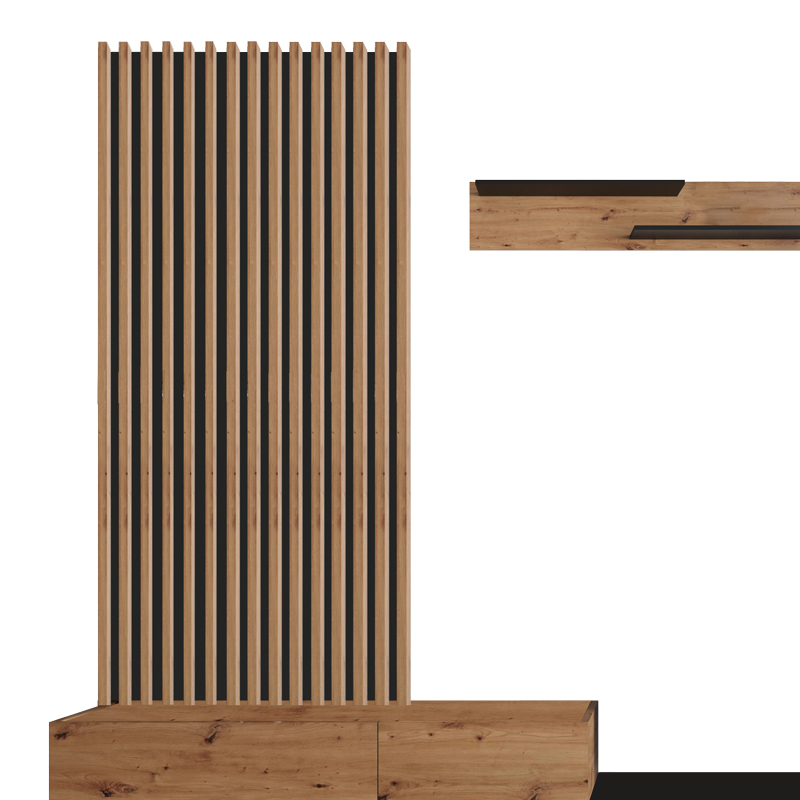 Σύνθετο σαλονιού Litende pakoworld μαύρο-sonoma μελαμίνης 249.5x42x199.5εκ 3