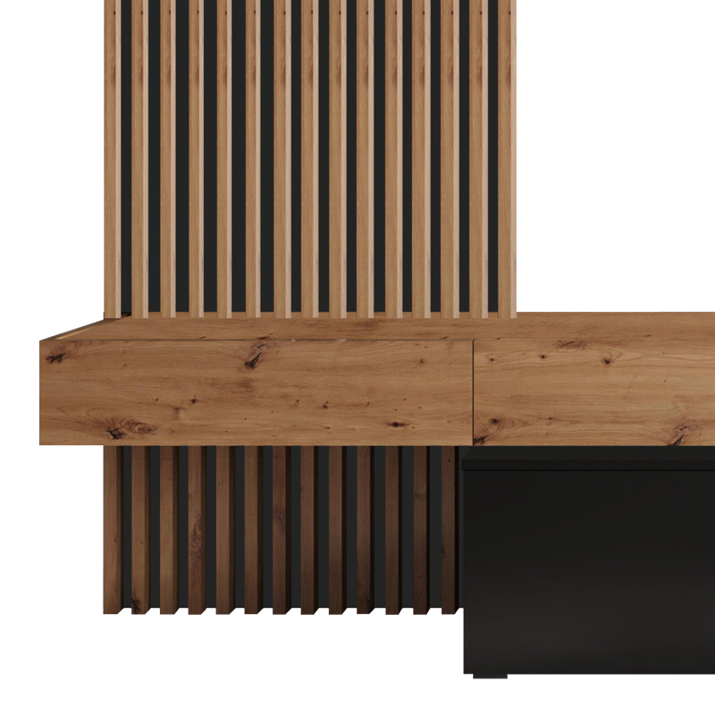 Σύνθετο σαλονιού Litende pakoworld μαύρο-sonoma μελαμίνης 249.5x42x199.5εκ 4