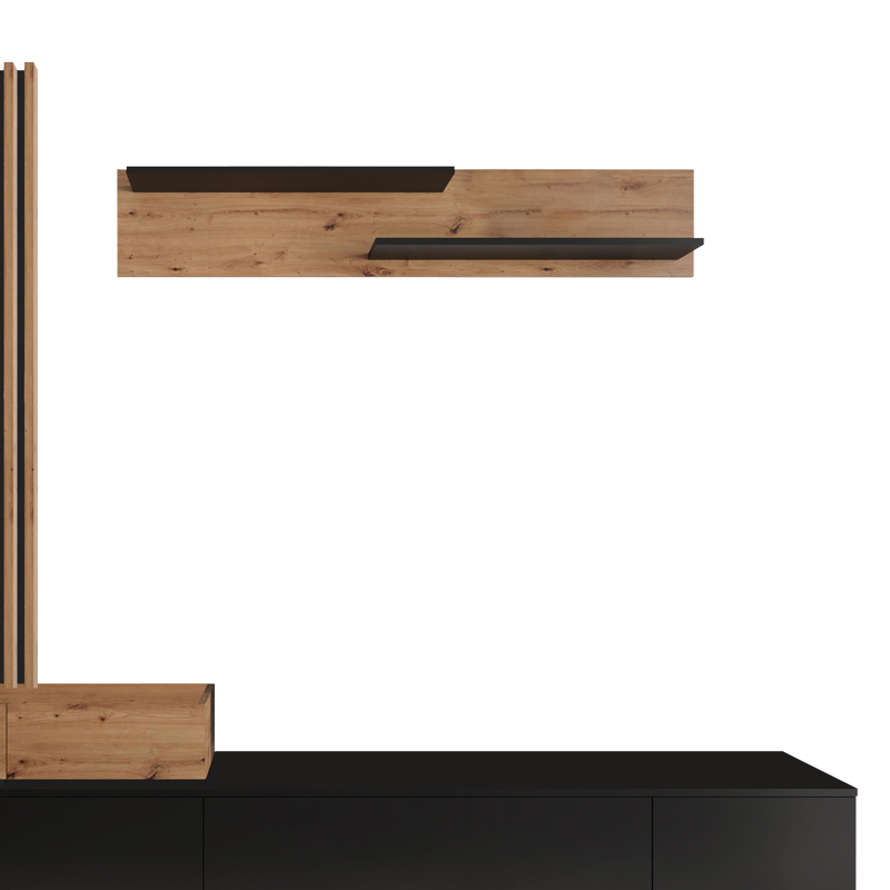 Σύνθετο σαλονιού Litende pakoworld μαύρο-sonoma μελαμίνης 249.5x42x199.5εκ 5