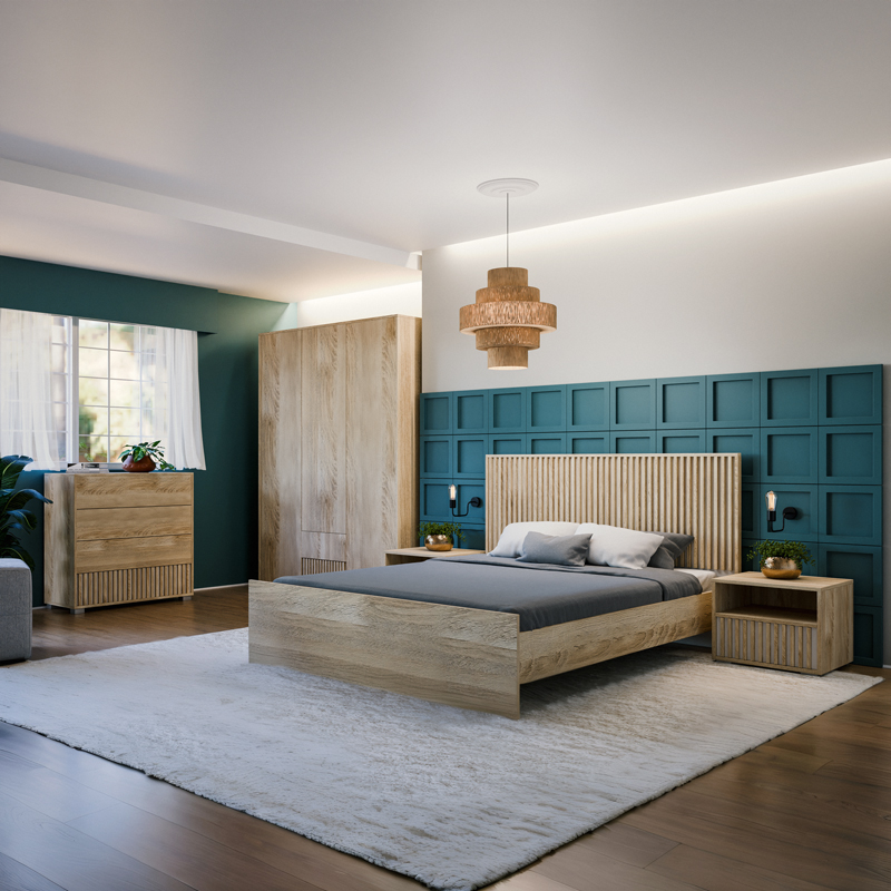 Ντουλάπα Bruse pakoworld μελαμίνη σε sonoma-oak απόχρωση 148.5x56.5x203.2εκ 2