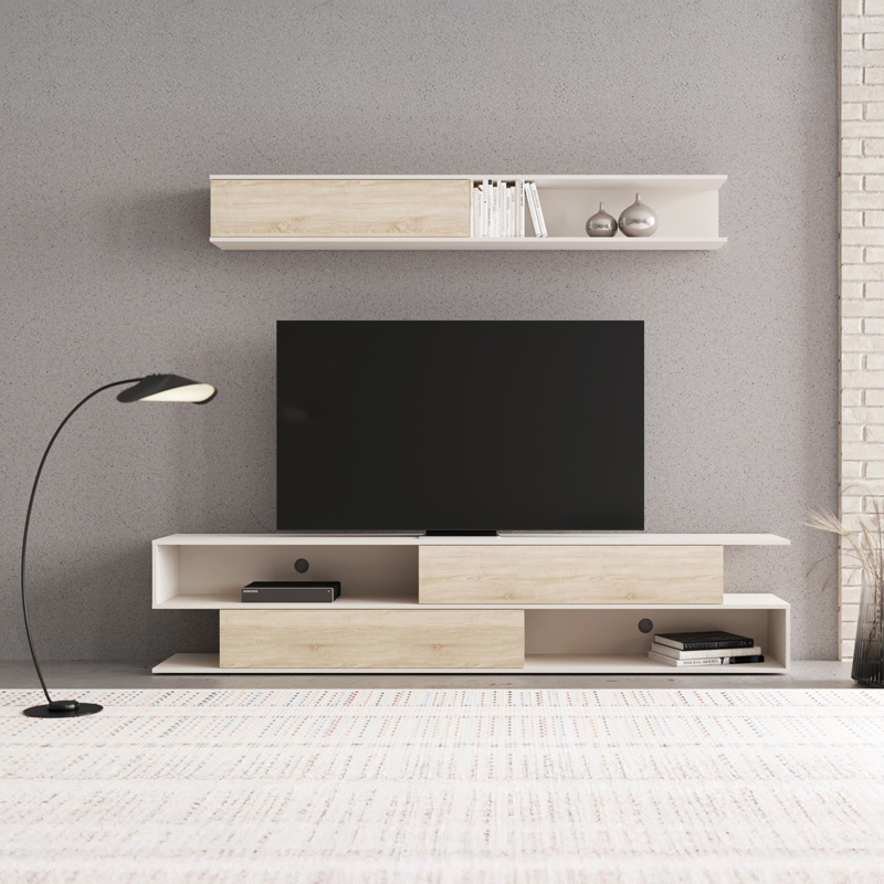 Σύνθετο σαλονιού Brick pakoworld σε sonoma oak-κρεμ απόχρωση 240x40x50.4εκ 1