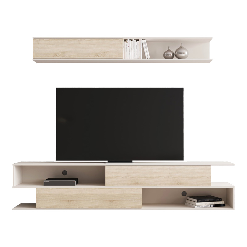 Σύνθετο σαλονιού Brick pakoworld σε sonoma oak-κρεμ απόχρωση 240x40x50.4εκ 2