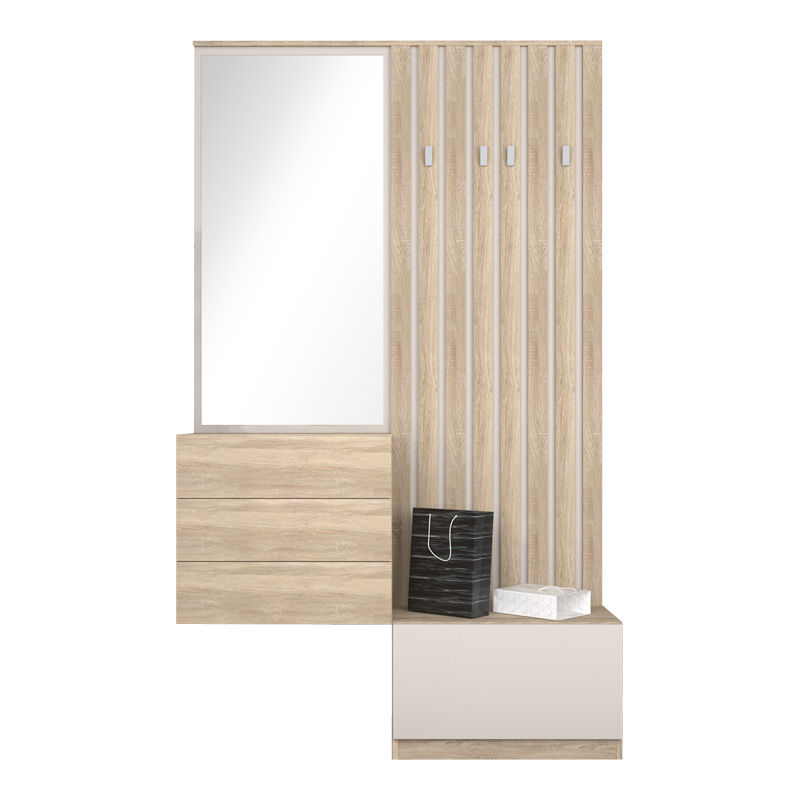 Έπιπλο εισόδου Halesy pakoworld sonoma-cappuccino 67x35.5x179.3εκ 1