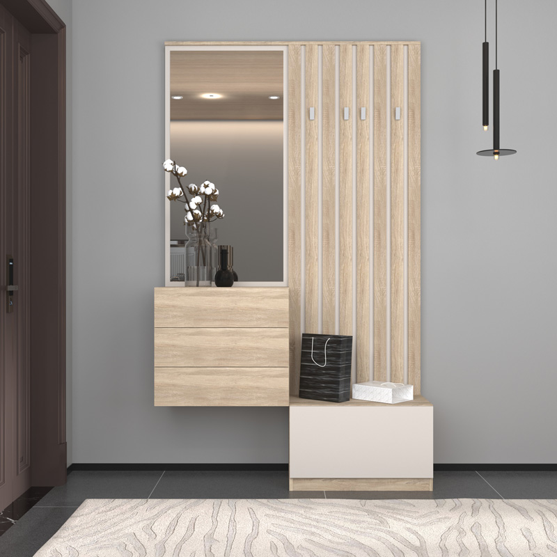 Έπιπλο εισόδου Halesy pakoworld sonoma-cappuccino 67x35.5x179.3εκ 2