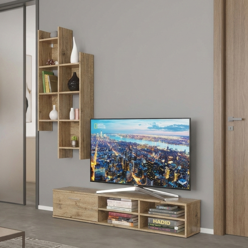 Σύνθετο σαλονιού Sarona pakoworld oak 150x35x160εκ 1