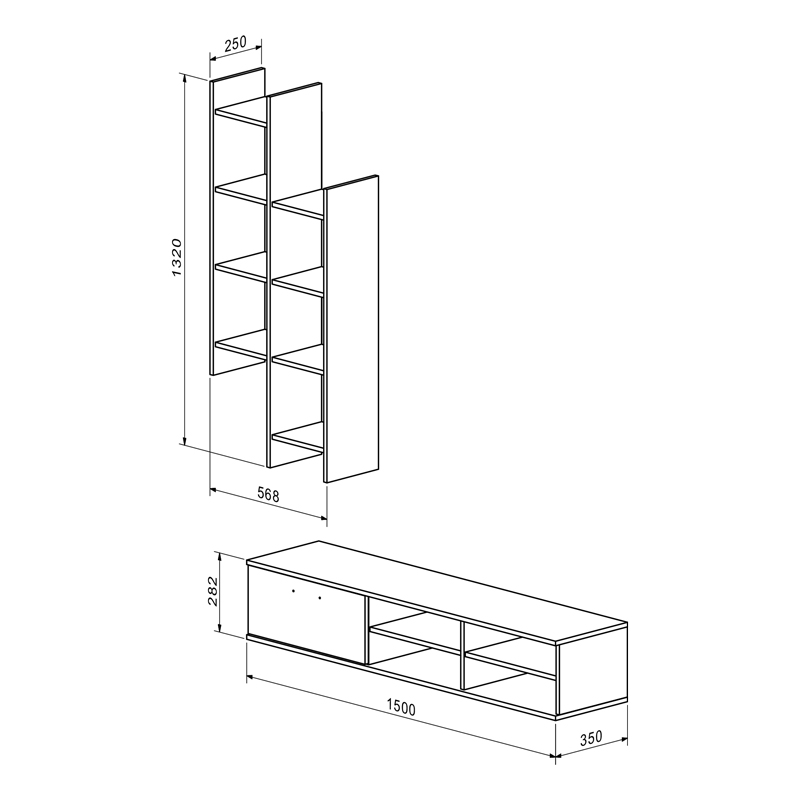 Σύνθετο σαλονιού Sarona pakoworld oak 150x35x160εκ 2