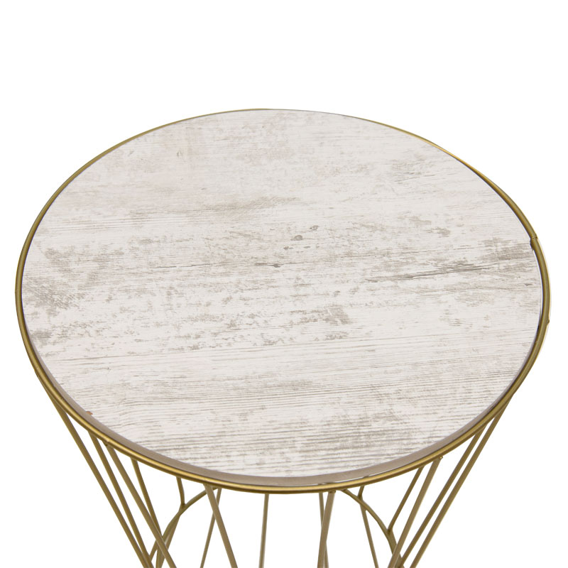 Βοηθητικό τραπέζι Yava pakoworld γκρι antique-χρυσό Φ35x58εκ 2