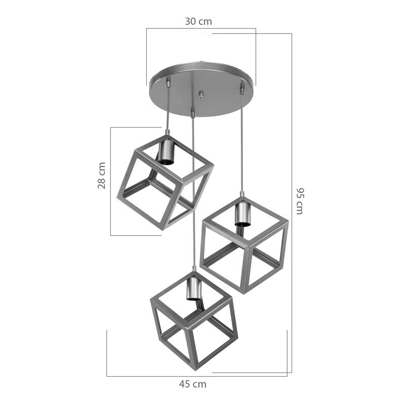Φωτιστικό οροφής τρίφωτο Deepora pakoworld Ε27 λευκό 30x80x80εκ 3