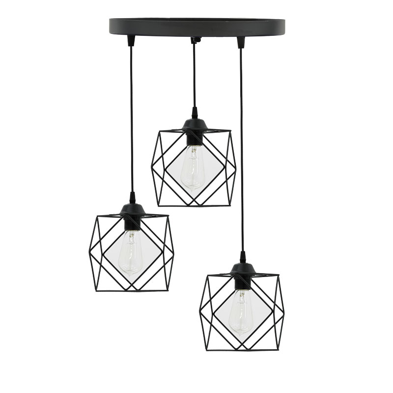Φωτιστικό οροφής τρίφωτο Karin pakoworld E27 μαύρο 30x30x90εκ 1