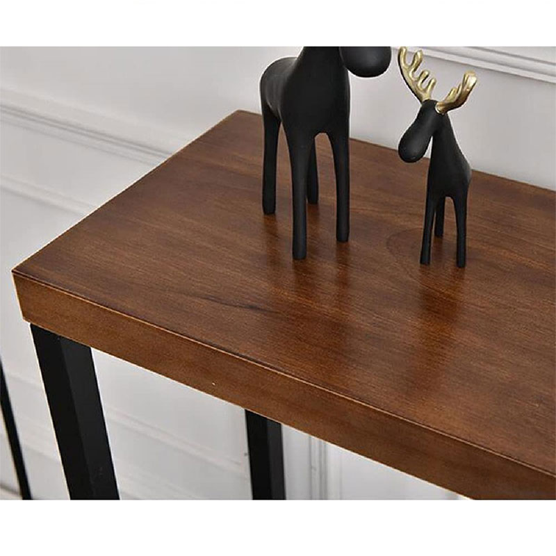 Κονσόλα Nore pakoworld φυσικό ξύλο 35mm καρυδί-μαύρο 79x29x85εκ 3