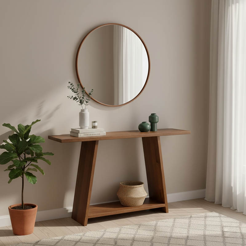 Κονσόλα Edgar pakoworld φυσικό ξύλο πεύκου 30mm καρυδί 139x29x90εκ 1