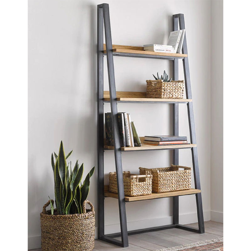 Βιβλιοθήκη Ryder pakoworld καρυδί-μαύρο 75x36x185εκ 1