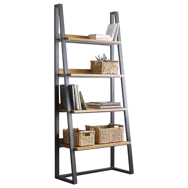 Βιβλιοθήκη Ryder pakoworld καρυδί-μαύρο 75x36x185εκ 2