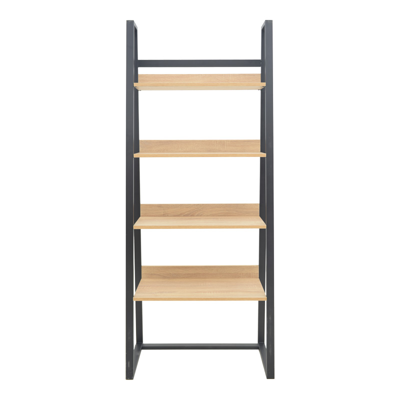 Βιβλιοθήκη Ryder pakoworld σε oak-μαύρη απόχρωση 75x36x185εκ 3